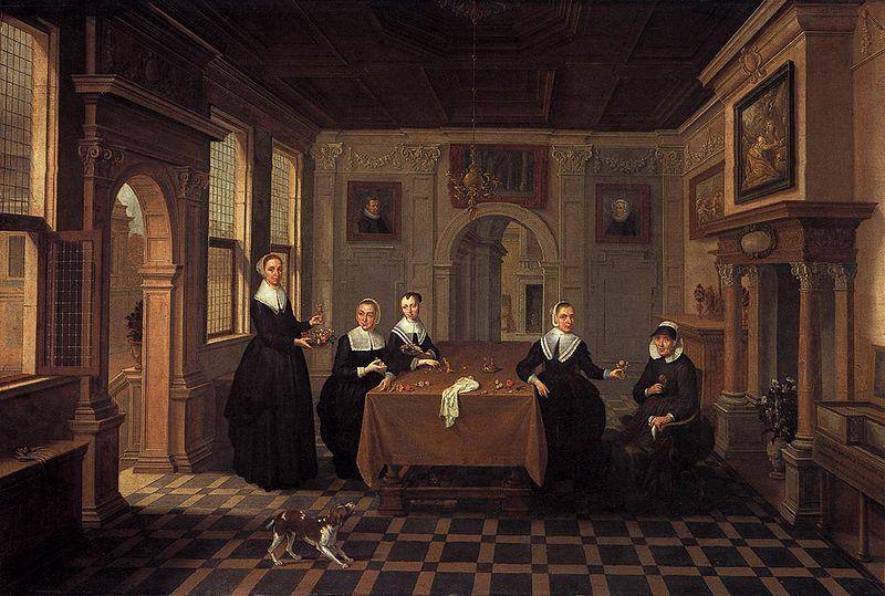 BASSEN, Bartholomeus van Five ladies in an interior oil painting picture